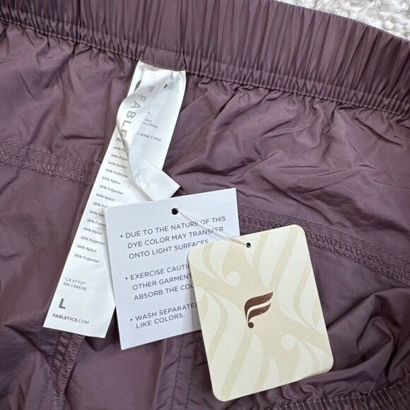 Fabletics Parachute Cargo Jogger Pants Plum Cactus Shine Large NEW - Picture 5 of 11